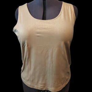 Gold Metallic Chico’s Timeless Scoop-Neck Shell/Tank SZ 3/XL/16